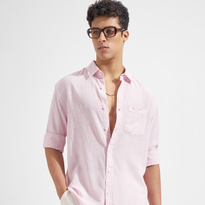 HIGHLANDER Men Solid Casual Pink Shirt