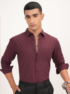 HIGHLANDER Men Solid Formal Brown Shirt