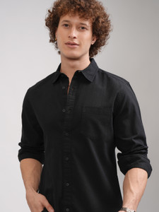 HIGHLANDER Men Striped Casual Black Shirt