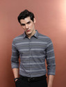 HIGHLANDER Men Striped Casual Grey Shirt