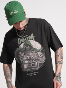 HIGHLANDER Printed Men Round Neck Black T-Shirt