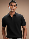 HIGHLANDER Self Design Men Polo Neck Black
