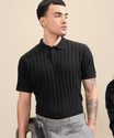 HIGHLANDER Self Design Men Polo Neck Black