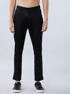 highlander skinny fit men black trousers