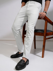 highlander slim fit men white trousers