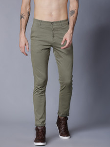 highlander slim fit men green trousers