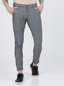 highlander slim fit men grey trousers