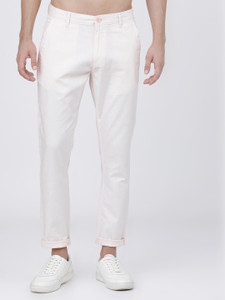 highlander slim fit men white trousers