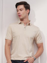 HIGHLANDER Solid Men Polo Neck Beige T-Shirt