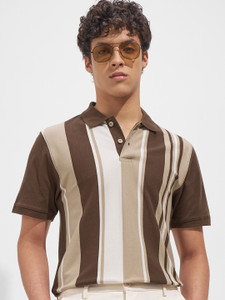 HIGHLANDER Striped Men Polo Neck Multicolor T-Shirt