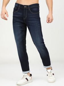 highlander tapered fit men dark blue jeans