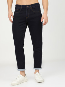 highlander tapered fit men dark blue jeans