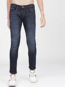 highlander tapered fit men dark blue jeans