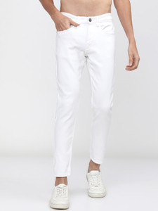 highlander tapered fit men white jeans