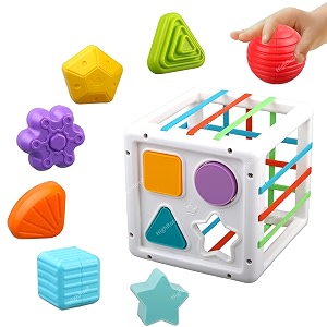 shape sorter baby toys montessori toys for boys girls activity cube sensory bin for babies toddlers 6 12 18 months birthday gifts10 pcs block