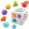 Shape Sorter Baby Toys, Montessori Toys for Boys Girls, Activity Cube Sensory Bin for Babies Toddlers 6 12 18 Months, Birthday Gifts.(10 Pcs Block)