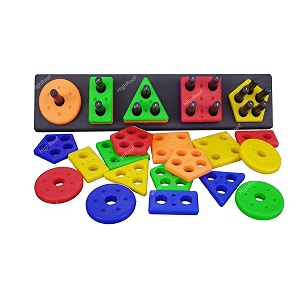 shapes geometric board blocks sorting and stacking montessori education colour recognition toys for kids - 5 columns with 25 pieces