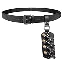 HiiFeuer Medieval Embossed Alchemy Faux Leather Buckle Belt with 4 Cork Vials, Fantasy Wizard Potion Bottles Belt
