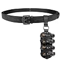 HiiFeuer Medieval Embossed Alchemy Faux Leather Buckle Belt with 4 Cork Vials, Fantasy Wizard Potion Bottles Belt