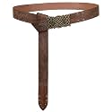 HiiFeuer Viking Embossed Buckle Belt, Nordic Faux Leather Knight Belt, Retro Medieval Warrior Belt for LARP Cosplay Halloween
