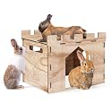 HIIMALEX Extra Large Wooden Bunny Castle House Multistory Climbing Tower Hideout Ventilated Sturdy Habitat for Rabbit Guinea Pig Chinchilla Ferret (T1X3T)
