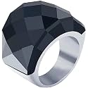 HIJONES Men Women Stainless Steel Cubic Zirconia Royal Crystal Rings Wrap Band Cocktail Style