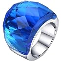 HIJONES Men Women Stainless Steel Cubic Zirconia Royal Crystal Rings Wrap Band Cocktail Style