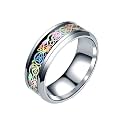 HIJONES Unisex Carbide Fiber Celtic Dragon Spinner Ring Wedding Spins Band