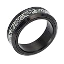 HIJONES Unisex Carbide Fiber Celtic Dragon Spinner Ring Wedding Spins Band