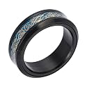 HIJONES Unisex Carbide Fiber Celtic Dragon Spinner Ring Wedding Spins Band