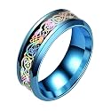 HIJONES Unisex Carbide Fiber Celtic Dragon Spinner Ring Wedding Spins Band