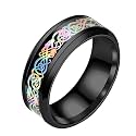 HIJONES Unisex Carbide Fiber Celtic Dragon Spinner Ring Wedding Spins Band