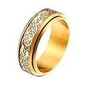 HIJONES Unisex Carbide Fiber Celtic Dragon Spinner Ring Wedding Spins Band