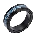 HIJONES Unisex Carbide Fiber Celtic Dragon Spinner Ring Wedding Spins Band
