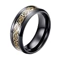 HIJONES Unisex Carbide Fiber Celtic Dragon Spinner Ring Wedding Spins Band