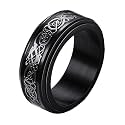HIJONES Unisex Carbide Fiber Celtic Dragon Spinner Ring Wedding Spins Band