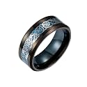 HIJONES Unisex Carbide Fiber Celtic Dragon Spinner Ring Wedding Spins Band