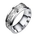 HIJONES Unisex Carbide Fiber Celtic Dragon Spinner Ring Wedding Spins Band