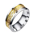 HIJONES Unisex Carbide Fiber Celtic Dragon Spinner Ring Wedding Spins Band