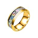 HIJONES Unisex Carbide Fiber Celtic Dragon Spinner Ring Wedding Spins Band