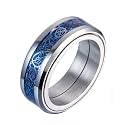 HIJONES Unisex Carbide Fiber Celtic Dragon Spinner Ring Wedding Spins Band