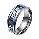 HIJONES Unisex Carbide Fiber Celtic Dragon Spinner Ring Wedding Spins Band