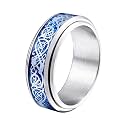 HIJONES Unisex Carbide Fiber Celtic Dragon Spinner Ring Wedding Spins Band