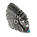 HIJONES Unisex Stainless Steel Indian Chief Tribe Ring