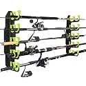 Hikeen Fishing Rod Holders, Fishing Pole Holders for Garage, Wall or Ceiling Mounted Fishing Rod Rack Holds Up to 10 Rods（1 Pack）
