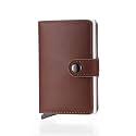 HIKER Card Holder Leather Wallet with RFID Blocking Aluminum Automatic Pop Up Metal Case (Coffee)