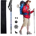 Hiking Trekking Poles Collapsible Anti Shock Lightweight Hiking Or Walking Sticks Adjustable Hiking Pole for Men and Women All Terrain Accessories and Carry Bag (Blue)
