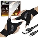 HikooLSS Waterproof Rechargeable LED Flashlight Gloves, Adjustable Strap, One Size Fit All, Black