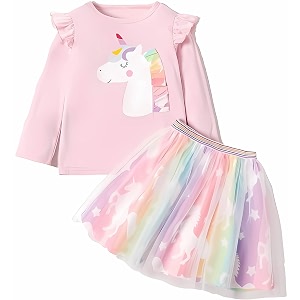 HIKUJ Girls Skirt Top Set Poly Cotton