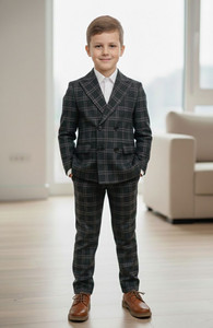 HIKUJ Suit Coat Pant Shirt Checkered Boys